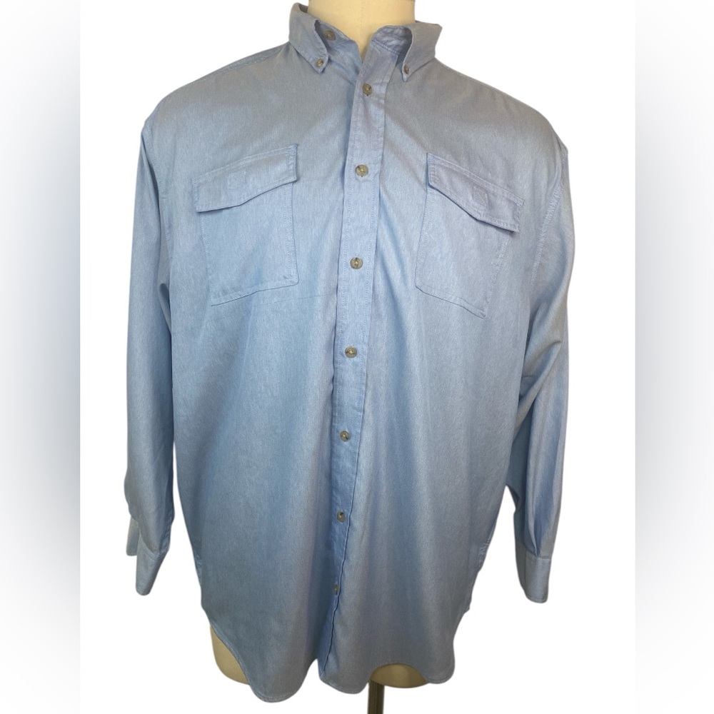 Roundtree and Yorke Men's Blue Long Sleeve Button-Up Vented Shirt 2XB